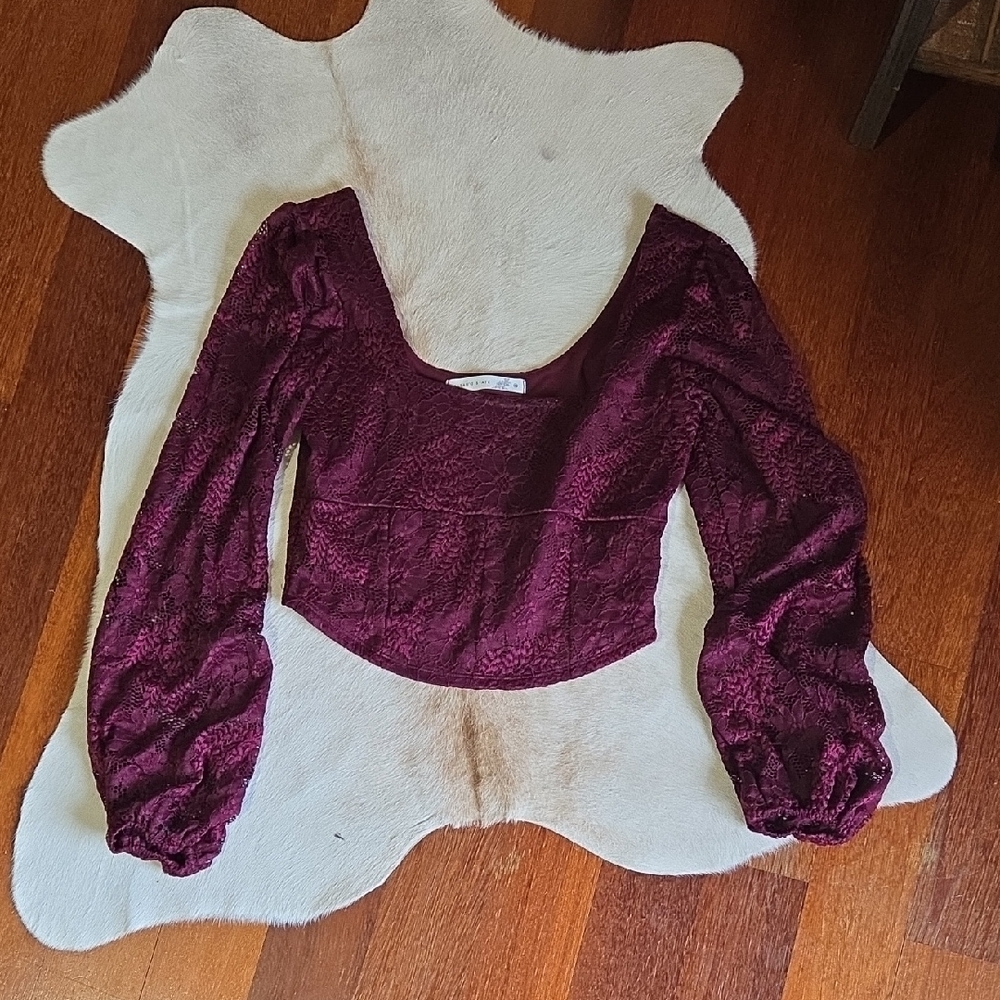 Altar'd State Deep Red Textured Blouse